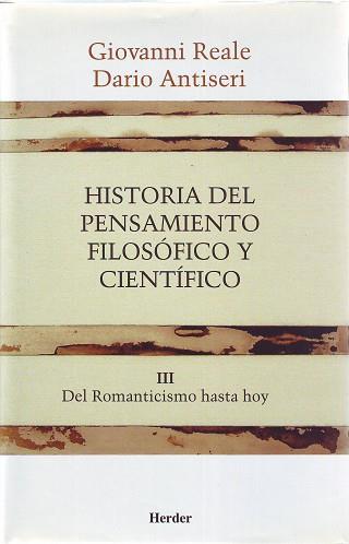 Historia del pensamiento filosófico y científico III | 9788425415913 | Reale, Giovanni / Antiseri, Dario