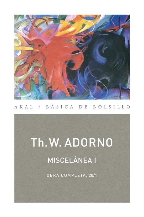 Miscelánea I | 9788446016861 | Adorno, Theodor W.