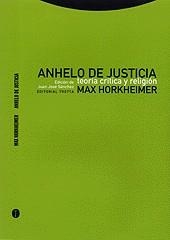 Anhelo de justicia | 9788481644005 | Horkheimer, Max