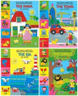 Jugo i aprenc anglès amb adhesius reutilitzables  (4 titols) | 9788467758986 | Susaeta, Equip