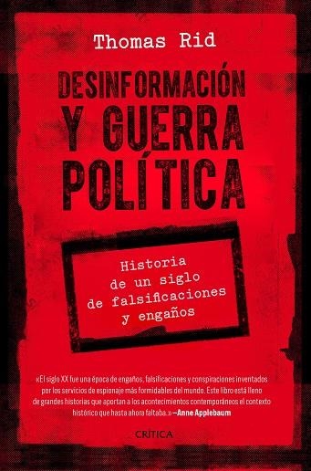 Desinformación y guerra política | 9788491992776 | Rid, Thomas